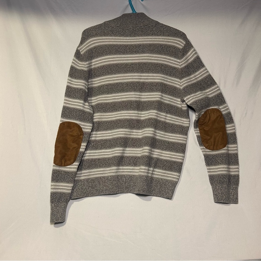 Chaps Gray and White Striped Crewneck Sweater 100% cotton XL - Picture 11 of 12